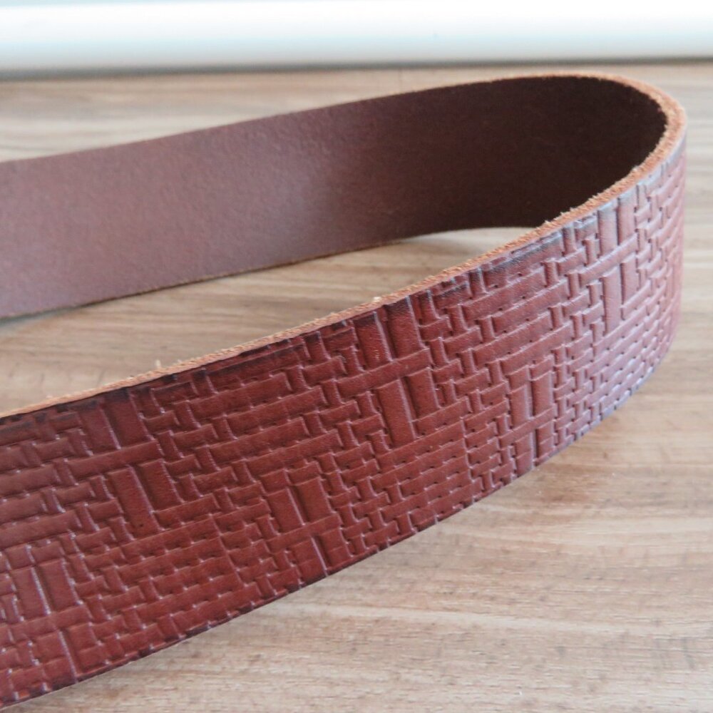 FOSSIL Textured Cognac Chunky Belt Brown Leather Large Y2K Festival Western - Picture 5 of 10